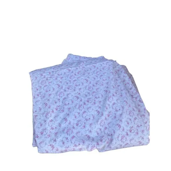 Vintage Shabby Chic Home Rachel Ashwell Small Florals Flat Sheet Brown Label Que - Picture 4 of 8